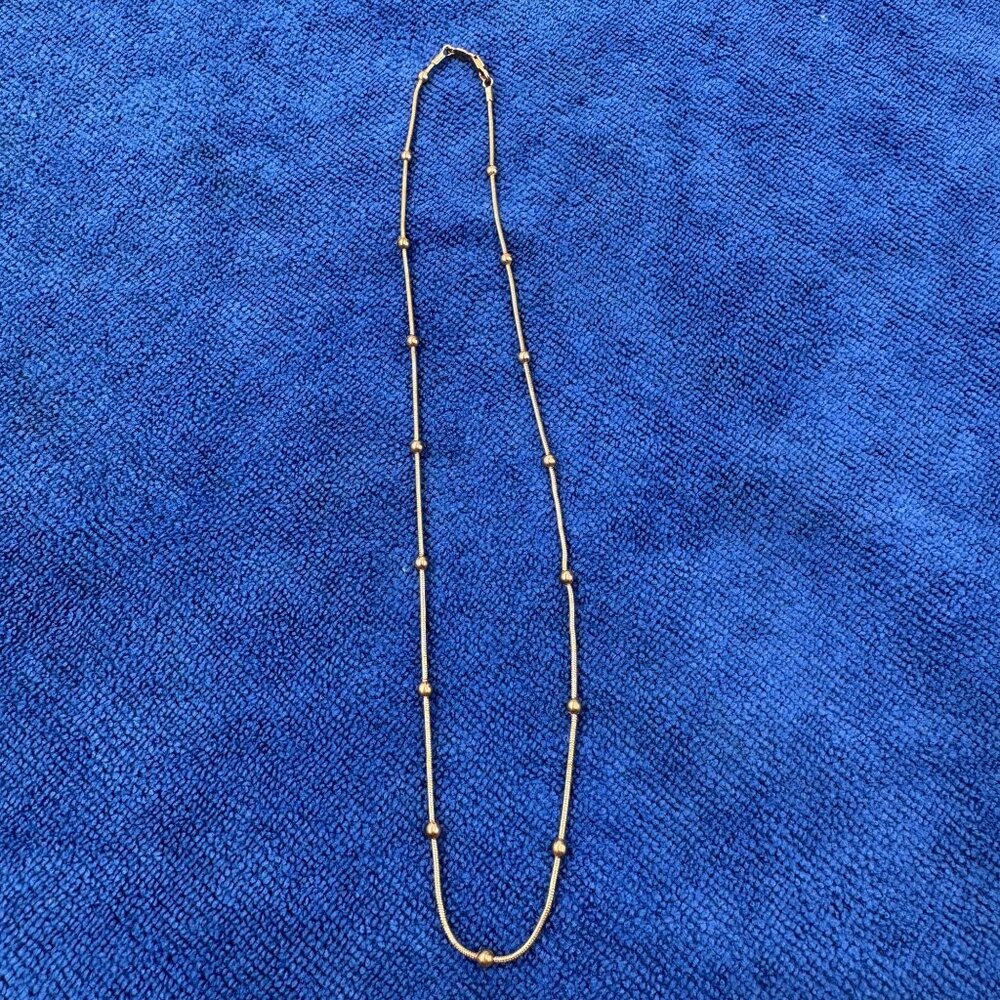 Xuping Gold-Toned Beaded Chain Necklace With Lobster Clasp